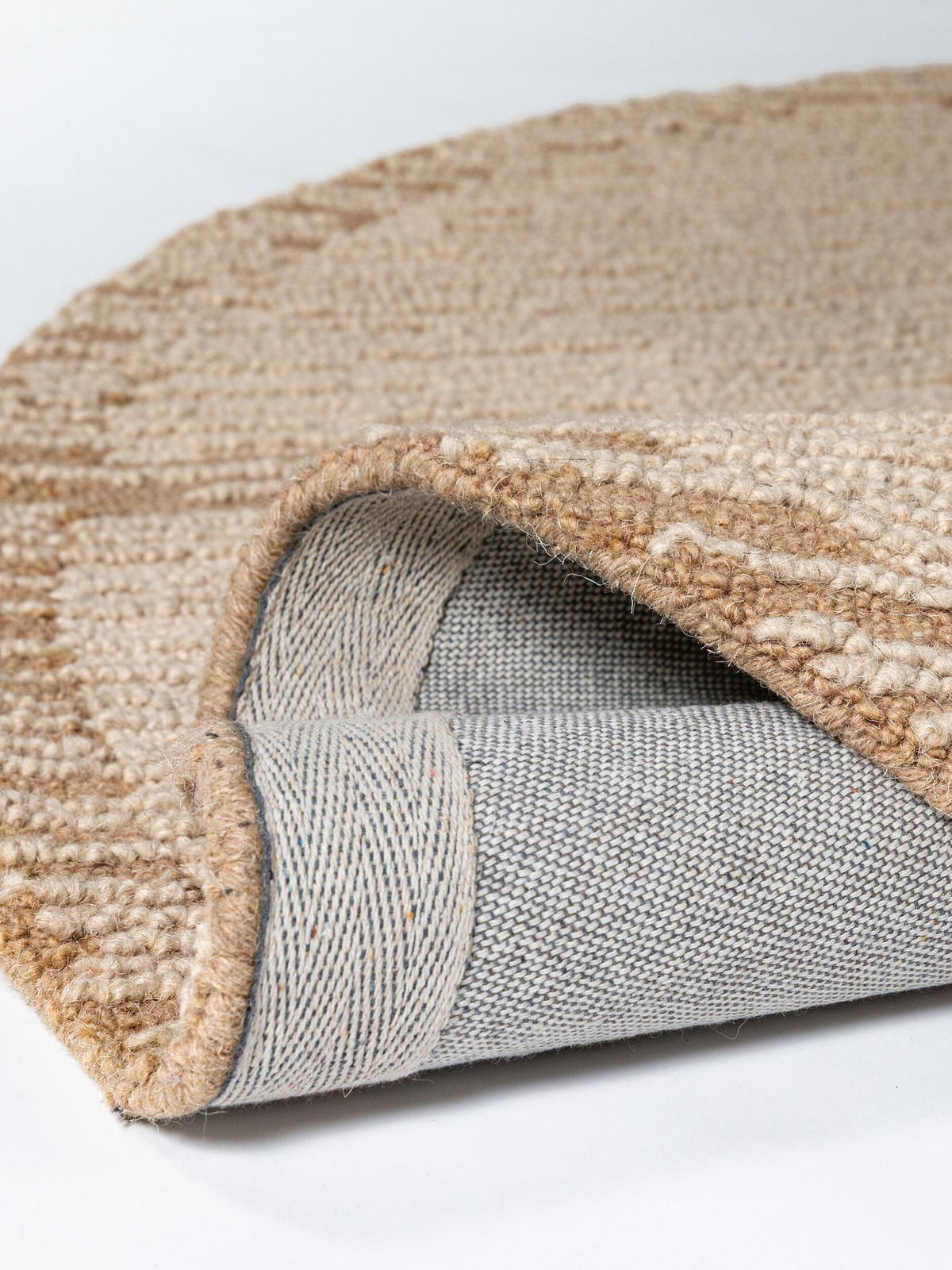 TEPPICH aus Wolle, handgetuftet, GANNEL, in Natur, Blockdesign, Ø 160 cm - Beige, Textil (160/160cm) - KADIMA DESIGN