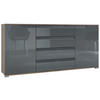 SIDEBOARD Sylt Grau Hochglanz / Anthrazit matt - Grau, Holzwerkstoff (166.5/75.5/35cm) - Vladon