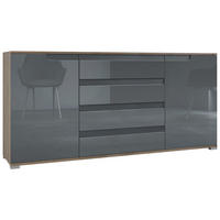 SIDEBOARD Sylt Grau Hochglanz / Anthrazit matt - Grau, Holzwerkstoff (166.5/75.5/35cm) - Vladon