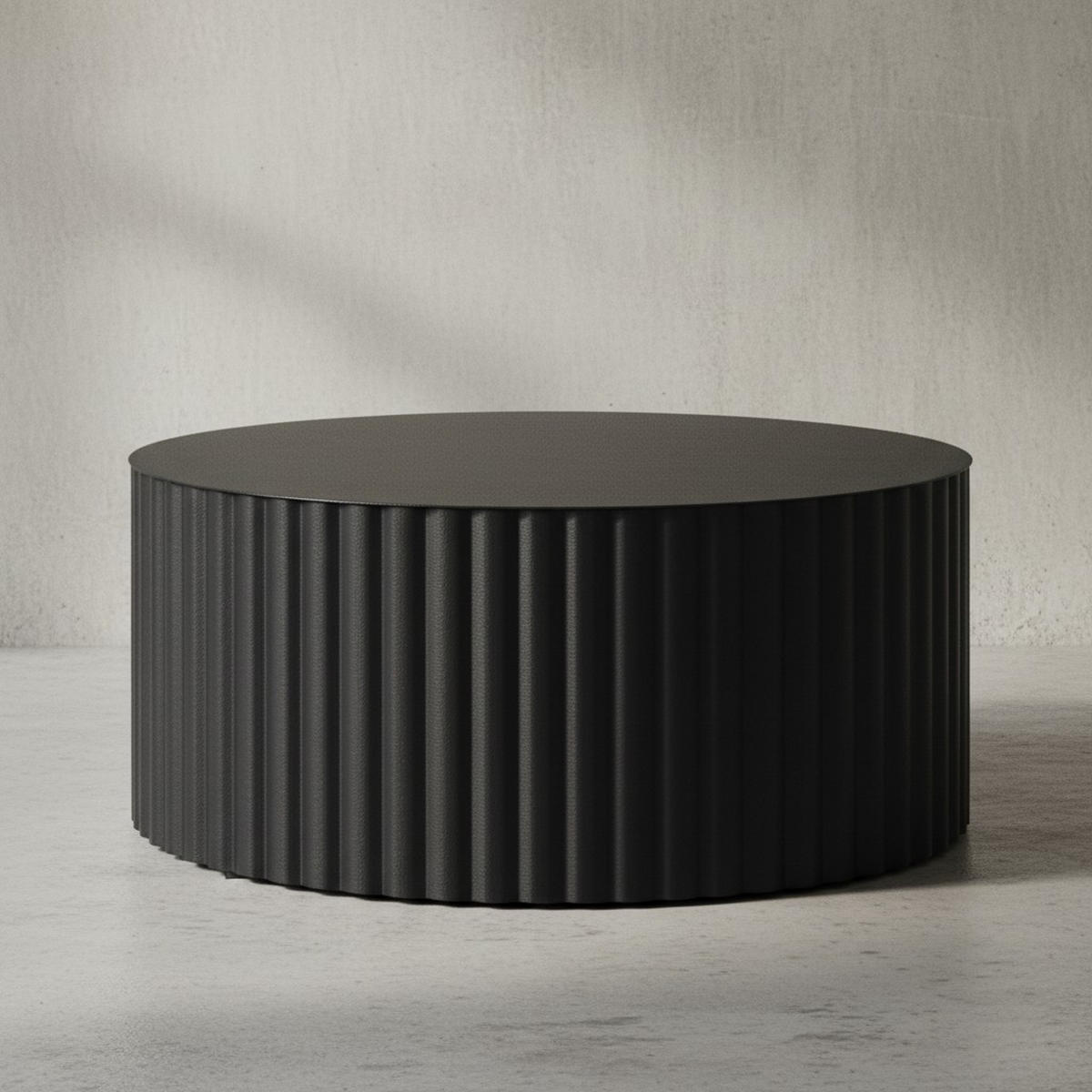 SOFATISCH Rund, Schwarz Metall, Wellenmuster, Maße 67x67x31 cm - Schwarz, Metall (67/67/31cm) - KADIMA DESIGN