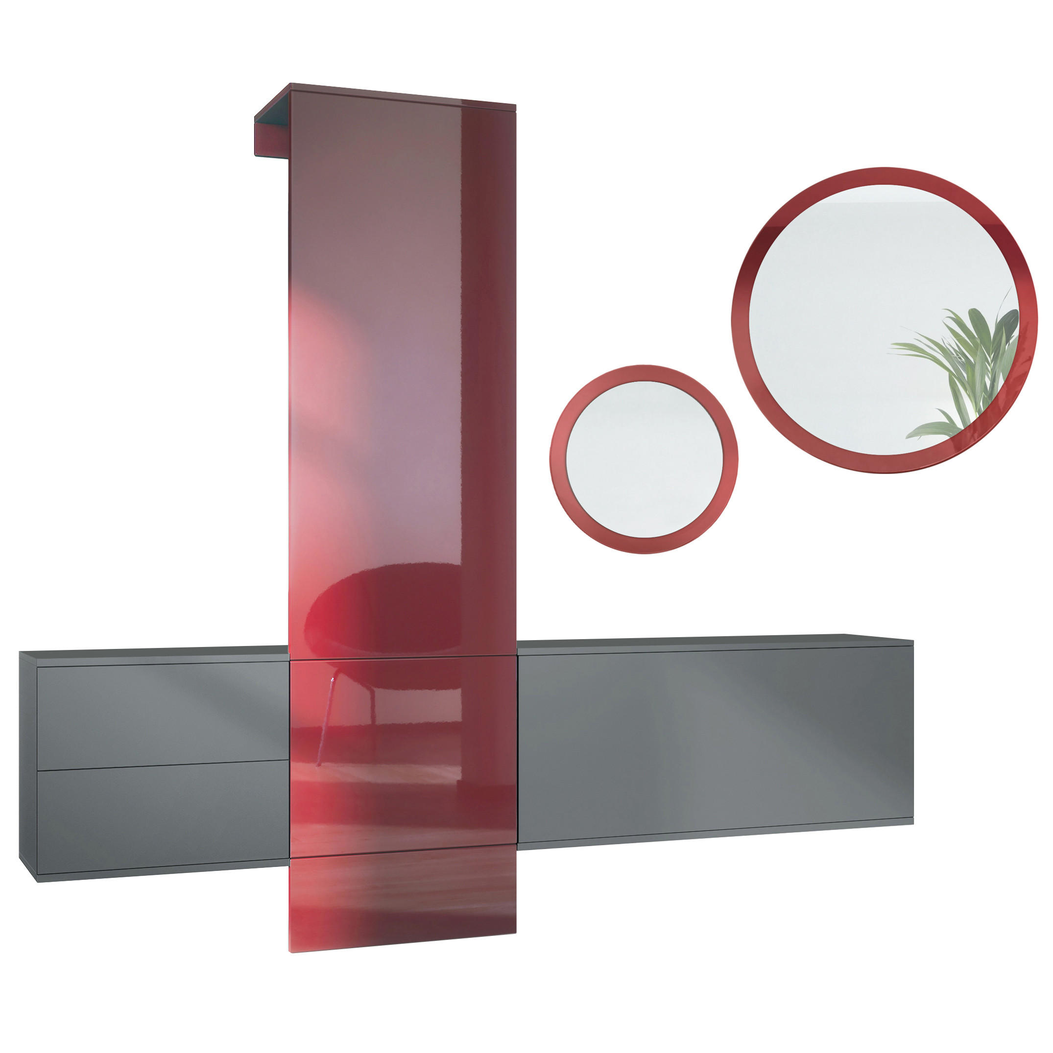 GARDEROBE DualVista Bordeaux Hochglanz - Bordeaux, Holzwerkstoff (208/193/35cm) - Vladon
