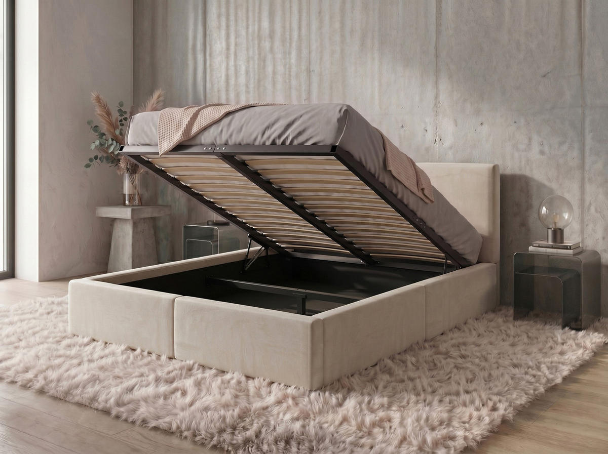 POLSTERBETT 140X200 Cashmere mit Stauraum - Kaschmir, Textil (140/200cm) - Interbeds