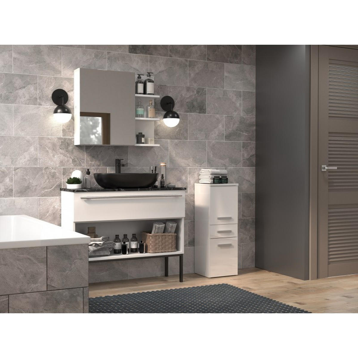 KOUPELNOVÁ SKŘÍŇKA Bílá, lesklá bílá 30/85/30 - bílá, kompozitní dřevo (30/85/30cm) - RAUMHIRSCH FURNITURE