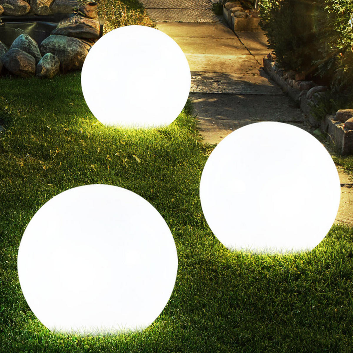 LED AUSSENLEUCHTE Kugel Weiß Modern 5er Set - Weiß, Kunststoff (15/15/427.5cm)