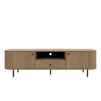 TV-SCHRANK Olivia 180 cm, mit 2 Türen, Schublade, geriffeltem Design, eiche sonoma, schwarzfarbenen Metallfüßen - Sonoma Eiche, Metall (180/50/43cm) - Margaret Hadas24
