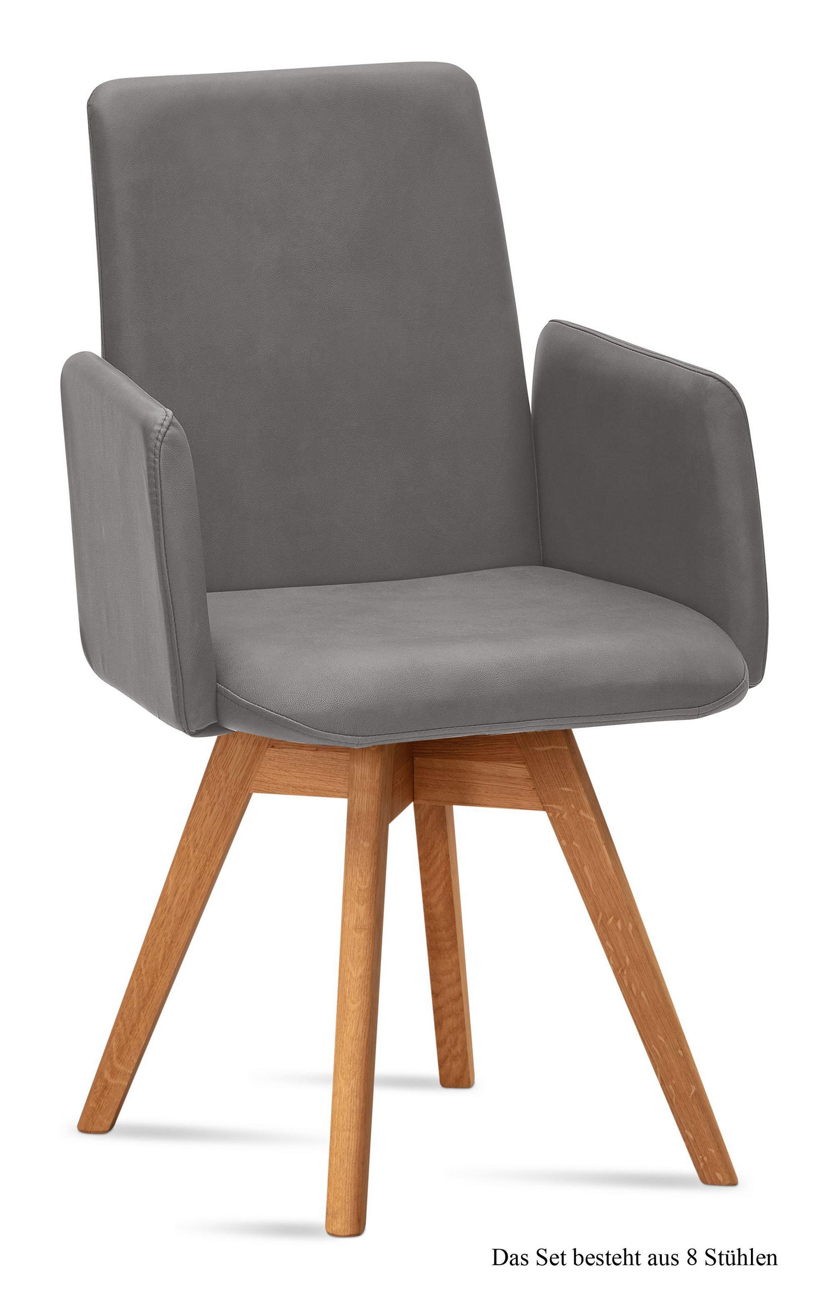 ARMLEHNSTUHL drehbar (8er-Set) Donny 52x92x60 Eiche geölt/Grau - Eichefarben/Grau, Kunststoff (60/92/52cm) - 58aufmkessel