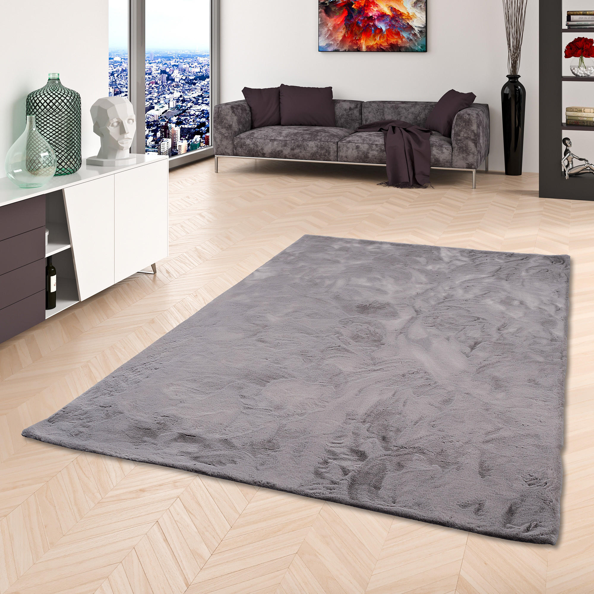 FELLTEPPICH LUXUS SUPER SOFT PLUSH - Grau, Textil (70/140cm) - Pergamon