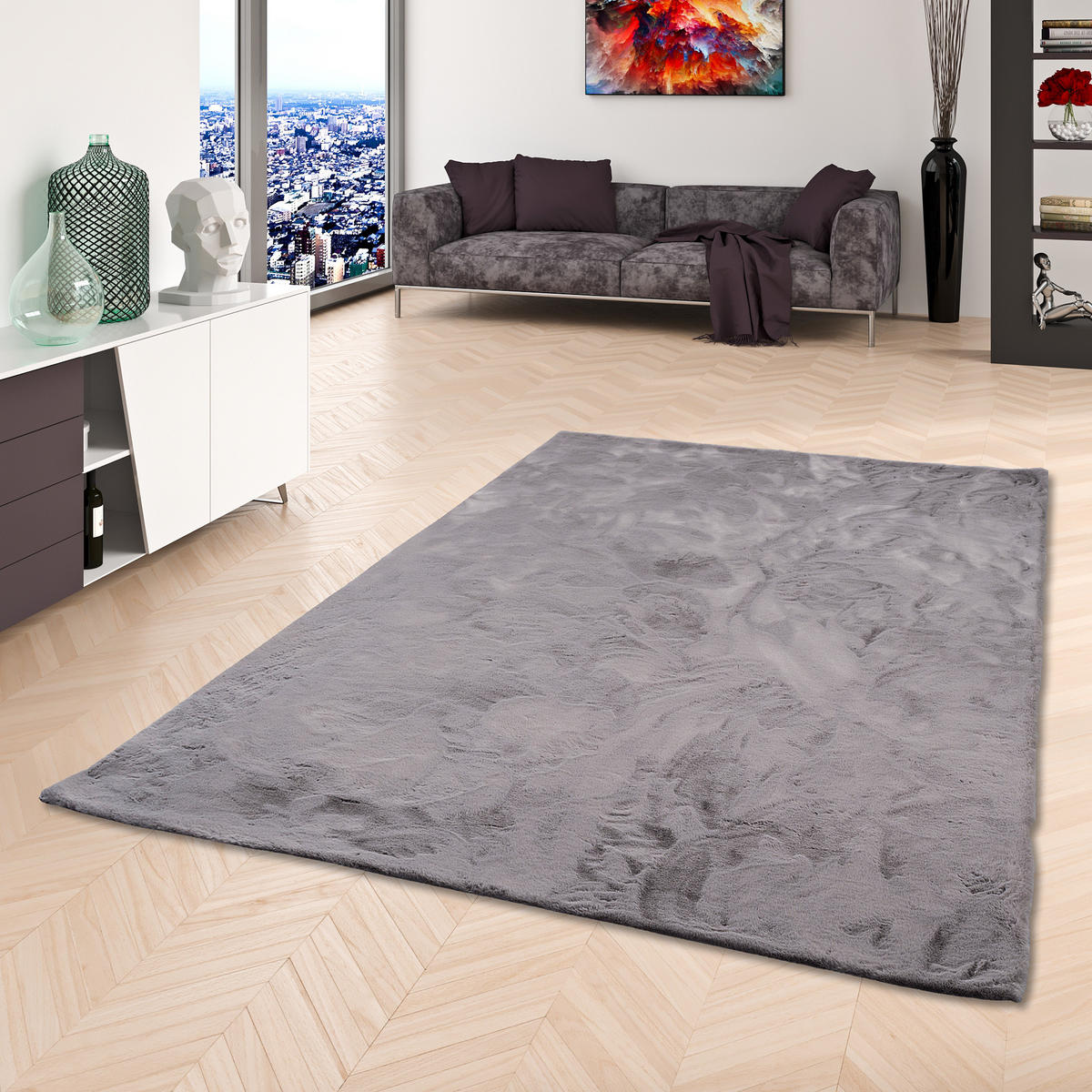 FELLTEPPICH LUXUS SUPER SOFT PLUSH - Grau, Textil (60/90cm) - Pergamon