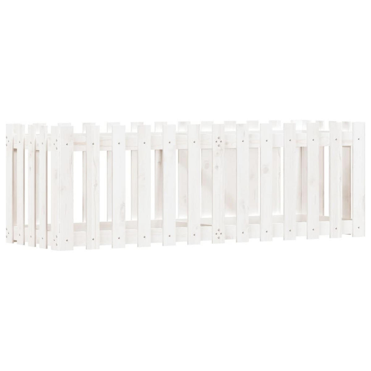 HOCHBEET Lattenzaun-Design Weiß 150x50x50 cm Massivholz Kiefer - Weiß, Holz (50/50/150cm) - furnicato