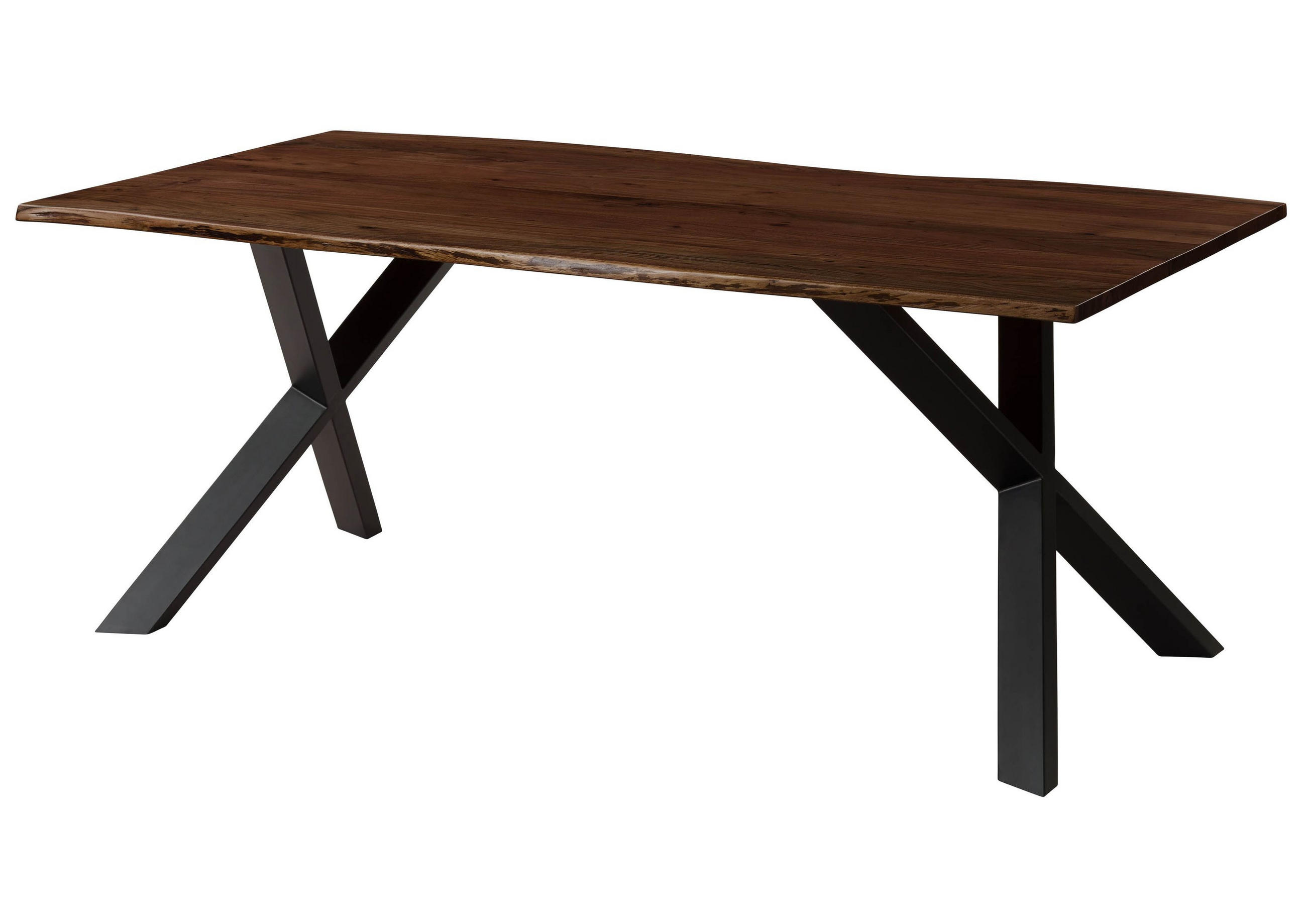 BAUMTISCH Akazie 180x90x75 braun lackiert / ausgestellte X-Beine anthrazit matt FREEFORM 3 - Anthrazit/Braun, Holz (180/90/75cm) - Massivmoebel24