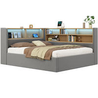 STAURAUMBETT 140/200 cm Grau mit Hydraulik, LED, USB, ohne Matratze - Grau, Textil (140/200cm) - MIVRAY