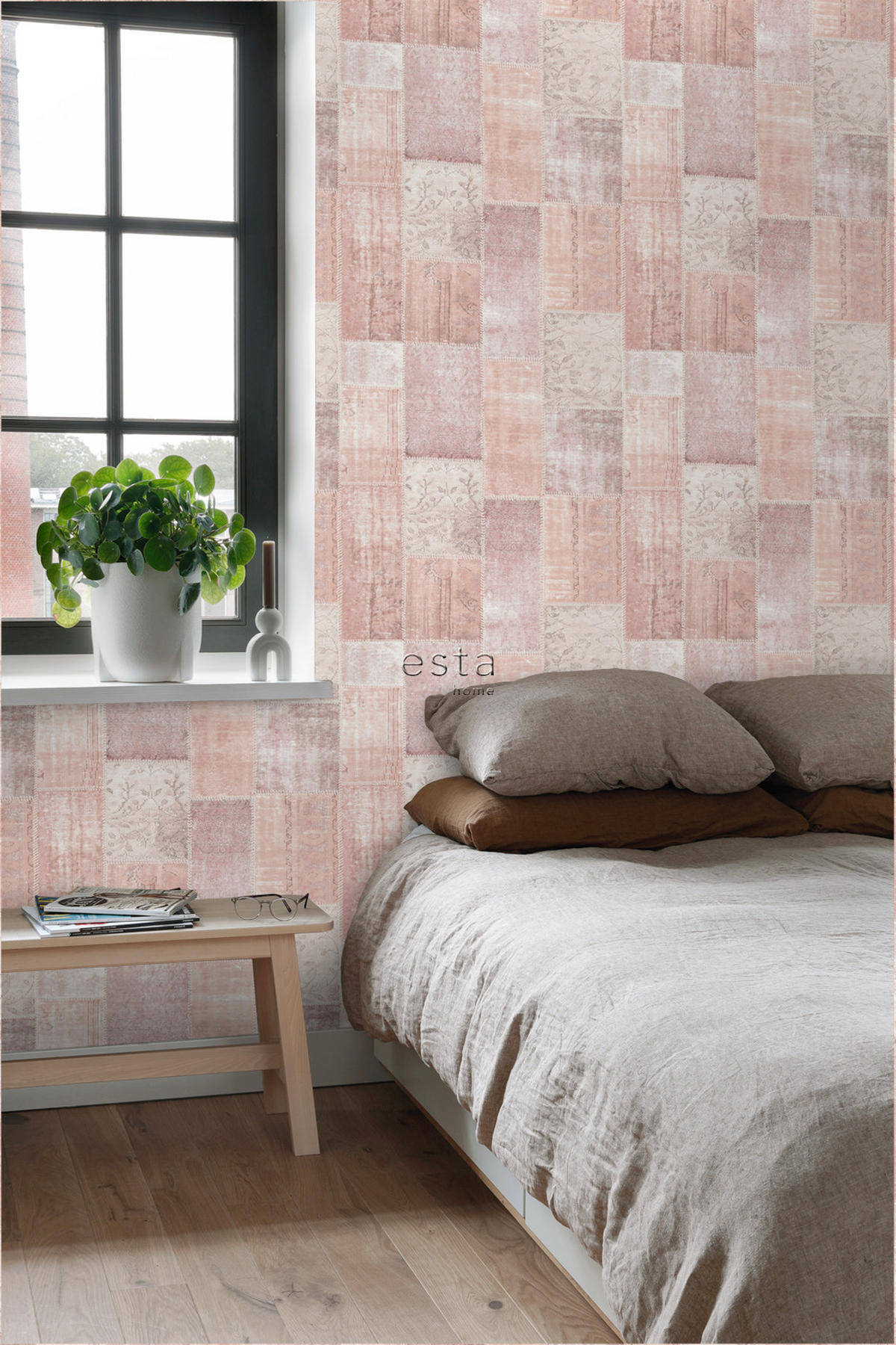 TAPETE orientalisches-Marrakech Kelim-Patchwork 53 cm x 10.05 m - Terracotta, Papier (53/1000cm) - ESTAhome