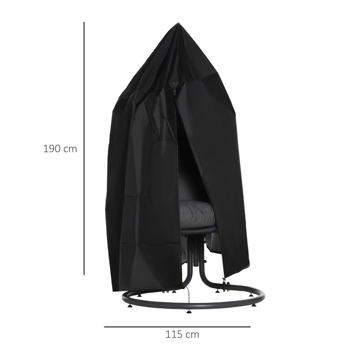 ABDECKPLANE Hängesessel Ø115x190 cm - Schwarz, Textil (115/115/190cm) - Fortuna Lai
