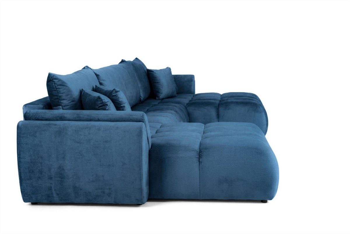 WOHNLANDSCHAFT Collin Mit Schlaffunktion - Blau, Holzwerkstoff/Textil (382/85/185cm) - Fun Möbel