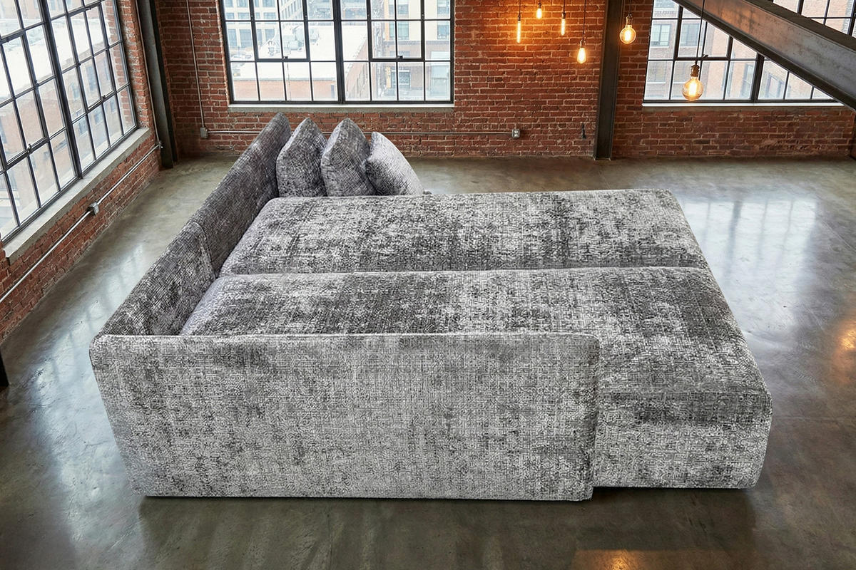 SCHLAFSOFA SADIRA Grau Flachgewebe - Schwarz/Grau, Kunststoff/Textil (288/209cm) - KAWOLA