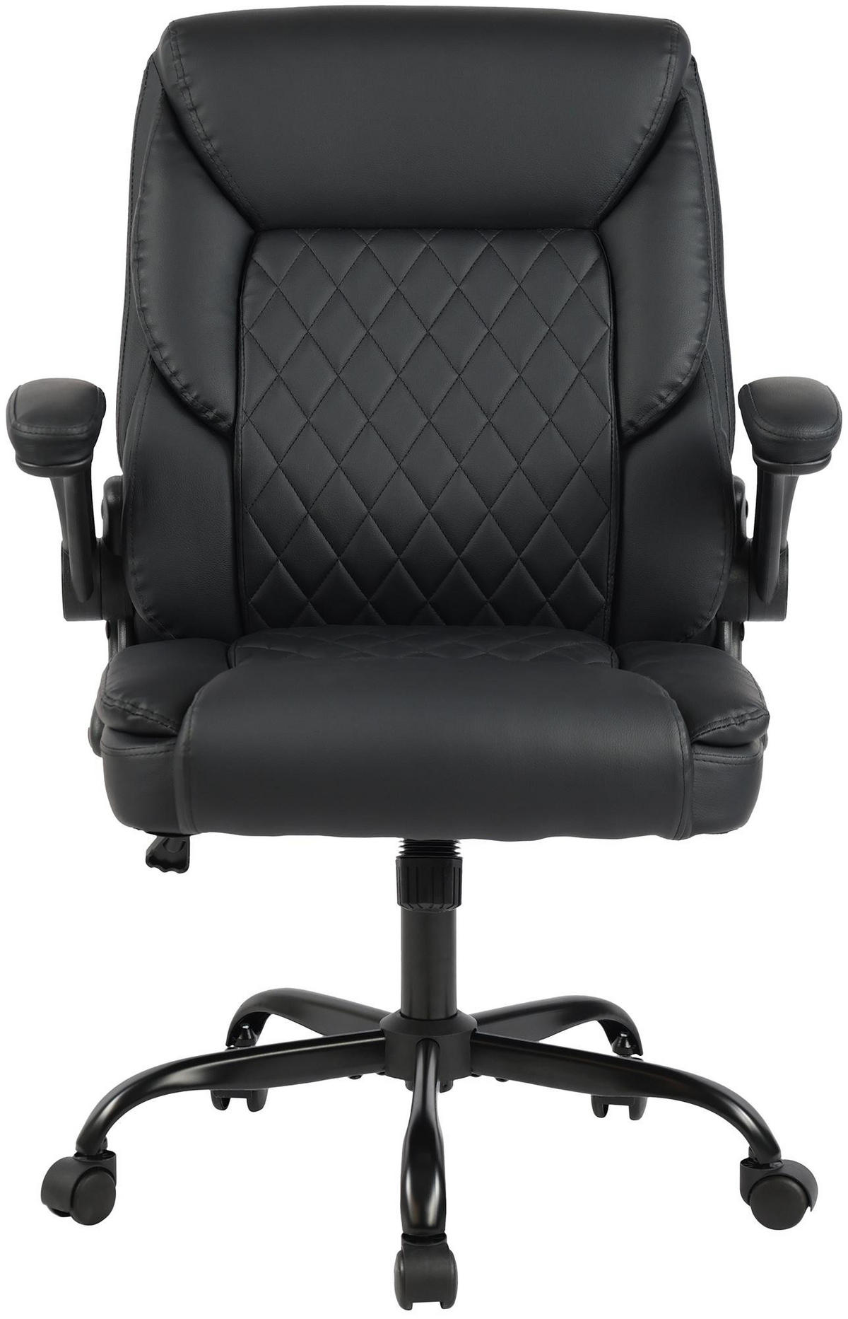 CHEFSESSEL Lederlook Schwarz - Schwarz, Textil/Metall (69/88/62cm) - CLP