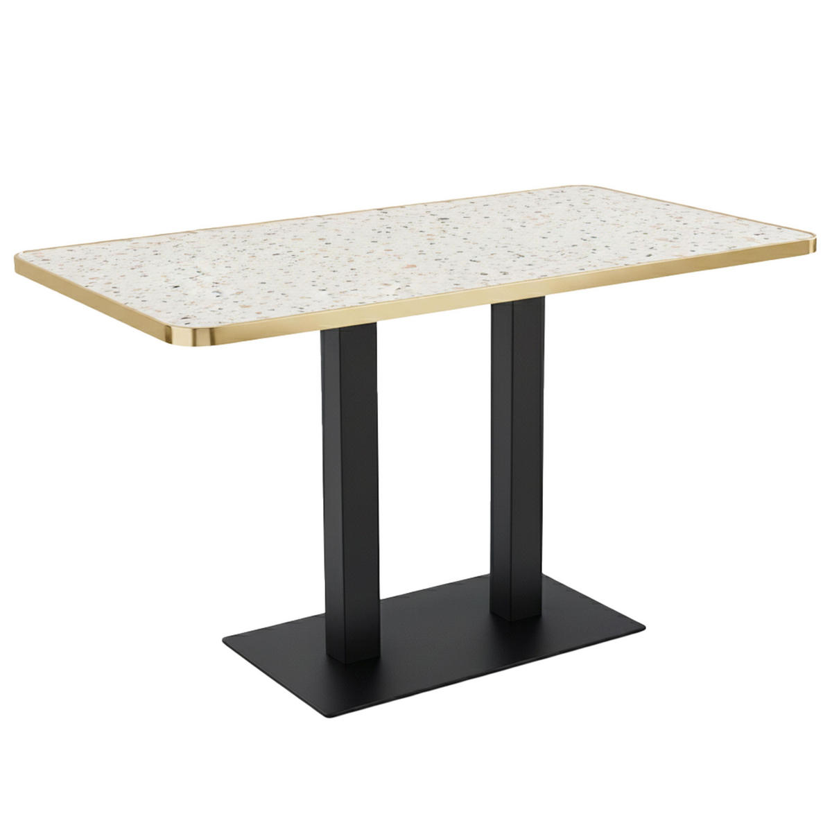 TISCHPLATTE, Terrazzo und Gold - Beige/Weiß, Metall (60/120/2.5cm) - Oviala