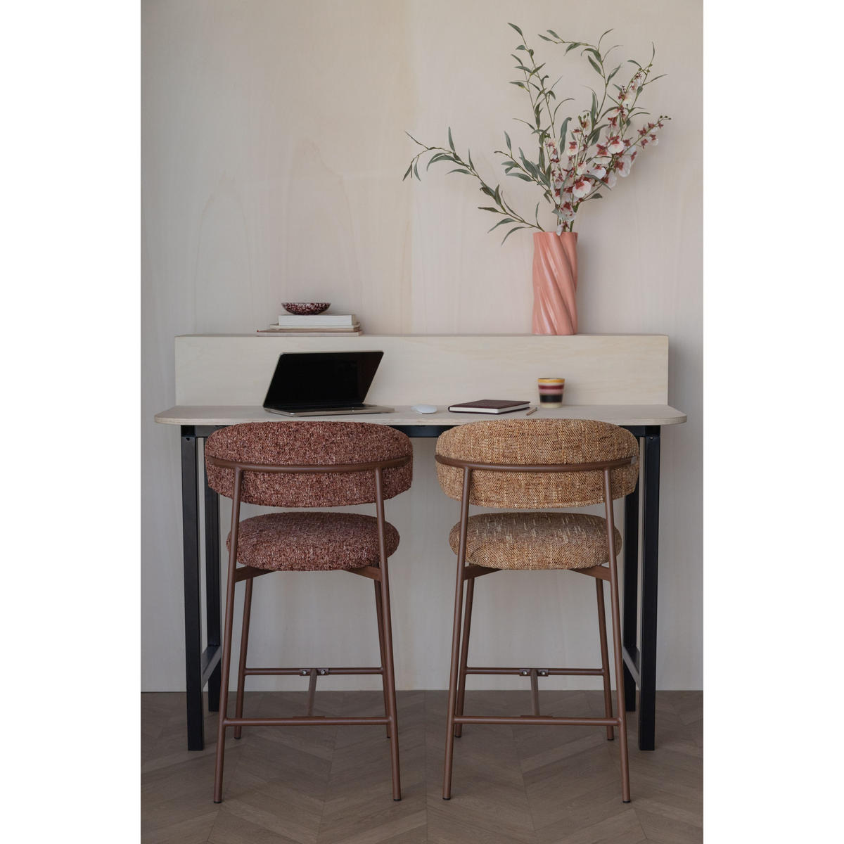 BARHOCKER Claes mit Rückenlehne 65 cm Ockergelb - 2 er Set - Gelb, Kunststoff (44/94/51cm) - Housecraft Living
