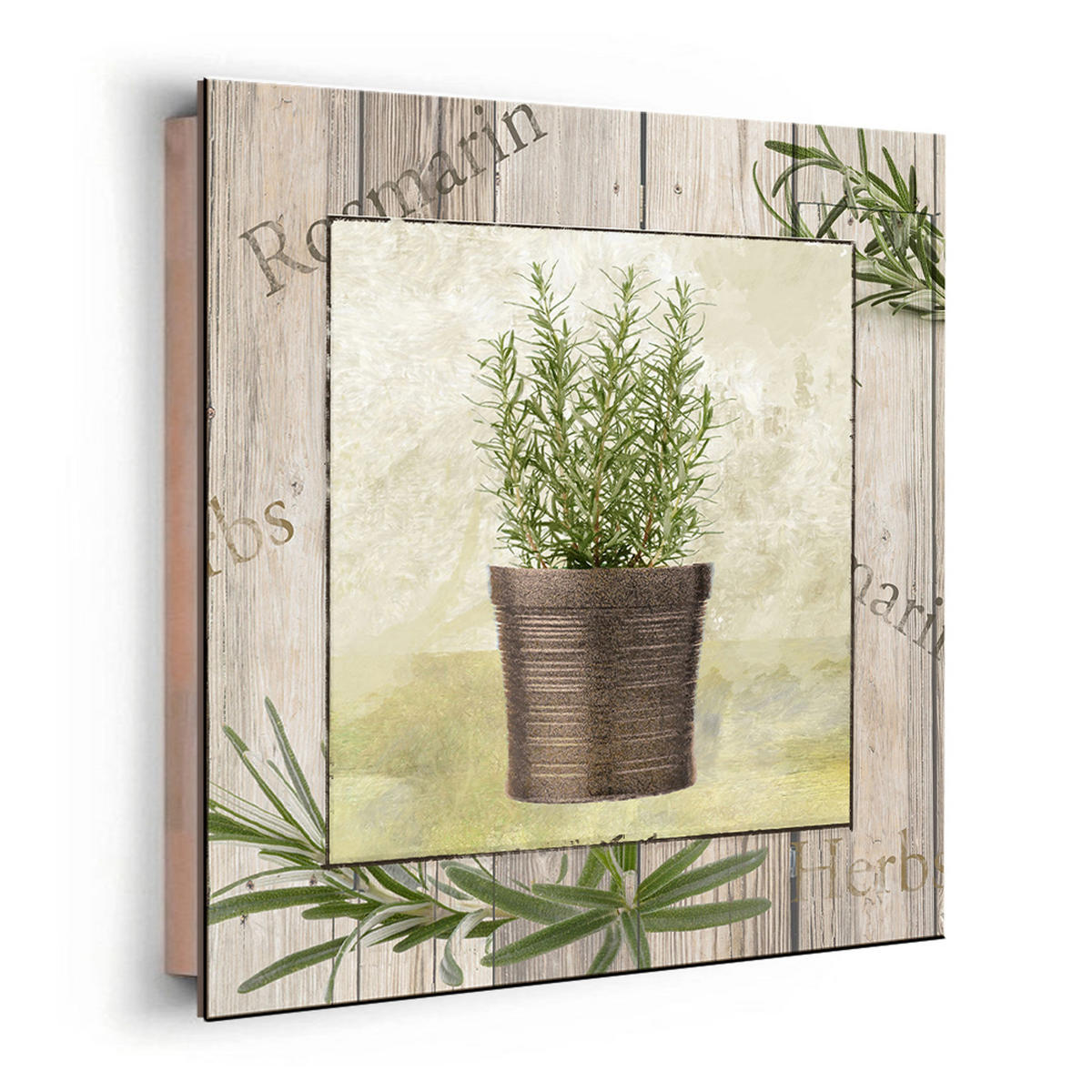 BILD 30x30 cm Küche Kräuter Rosmarin - Beige, Holzwerkstoff (30/30/2cm) - artissimo