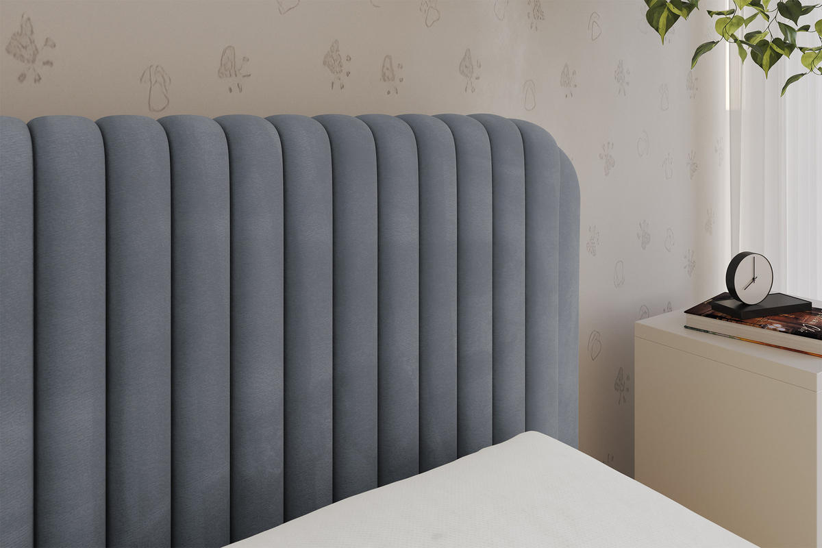 EINZELLBETT Jugendbett mit Bettkasten, Links - AURY 100x200 Grau - Grau, Holzwerkstoff/Textil (100/200cm) - ALTDECOR