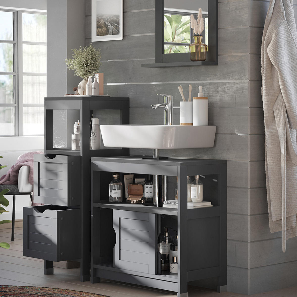 KOUPELNOVÝ NÁBYTEK Vilda Šedá - šedá, kompozitní dřevo (60/60/30cm) - Vicco