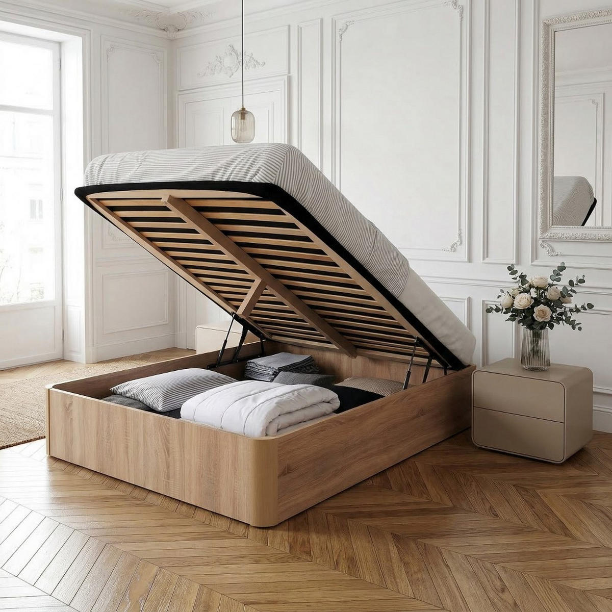 KASTENBETT SPIRO + Lattenrost / 160x200 cm - Eiche Hell Dekor - Sonoma Eiche, Holzwerkstoff (160/200cm) - Weber Industries