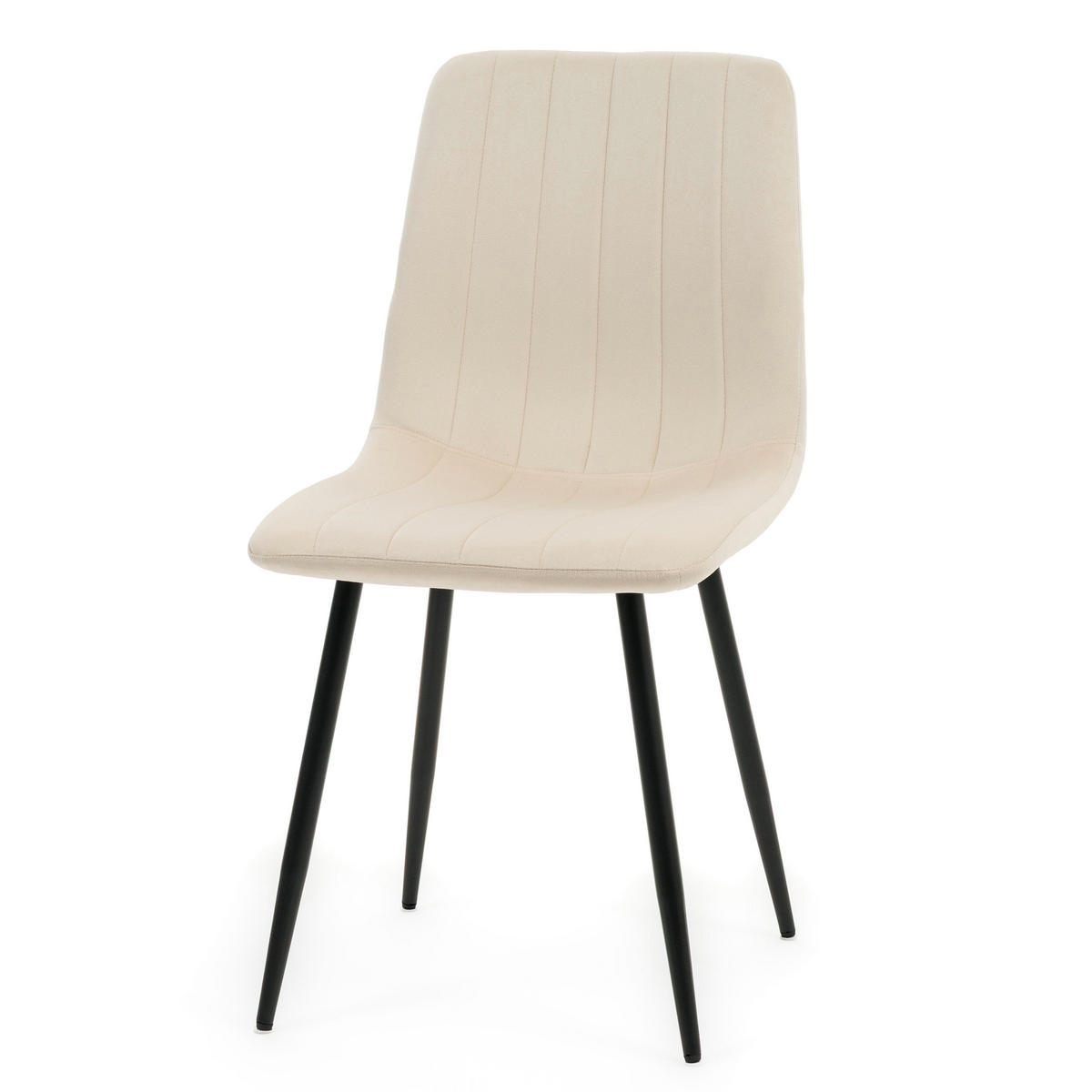 STUHL GELA gepolstert mit Steppung - beige - Samt Velours - Beige/Schwarz, Textil/Metall (45/89/53cm) - NEW HOME