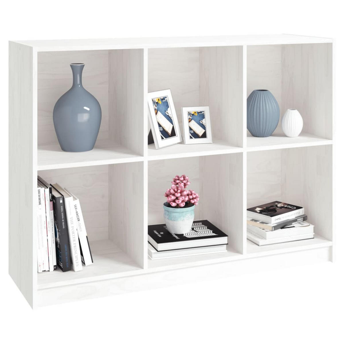 BÜCHERREGAL Weiß 104x33x76 cm Massivholz Kiefer - Weiß, Holz (104/76/33cm) - furnicato