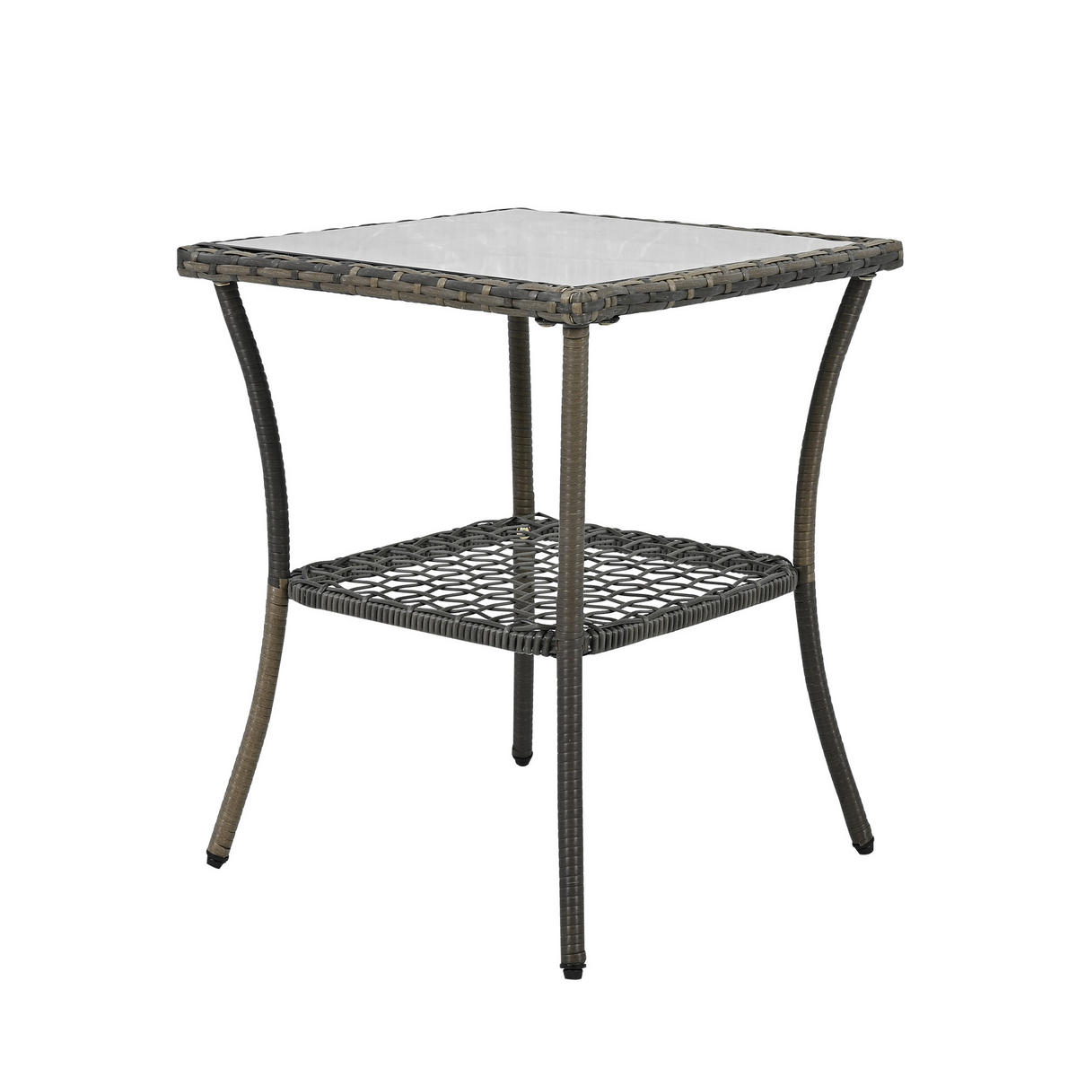 GARTENSETS aus Rattan Grau mit Schaukelstühlen & Glastisch - Grau, Metall - Modfu