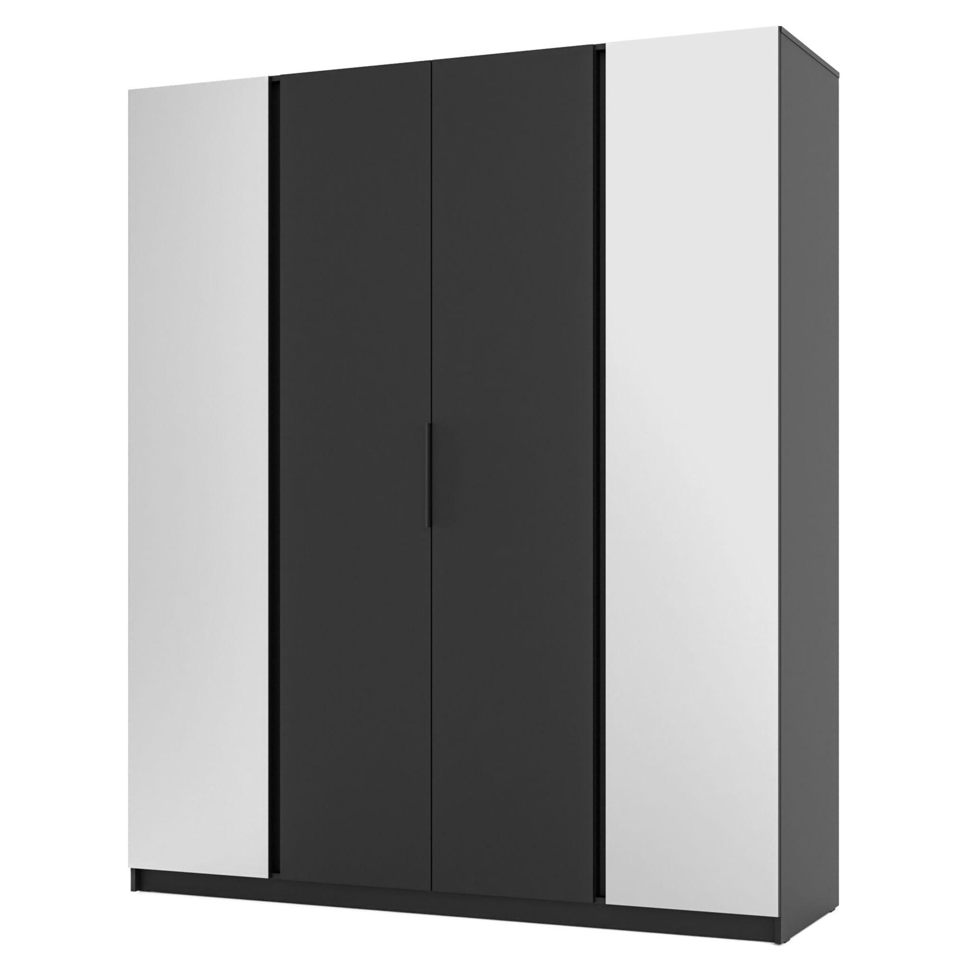 KLEIDERSCHRANK Kaja Schwarz 200 cm - Schwarz, Holzwerkstoff/Metall (200/239/61.9cm) - Selsey