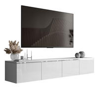 TV-RACK CELINE GLOSS SILVER 200 cm mit LED-Beleuchtung (hängend) - Weiß, Holzwerkstoff (200/48/40cm) - Lookway