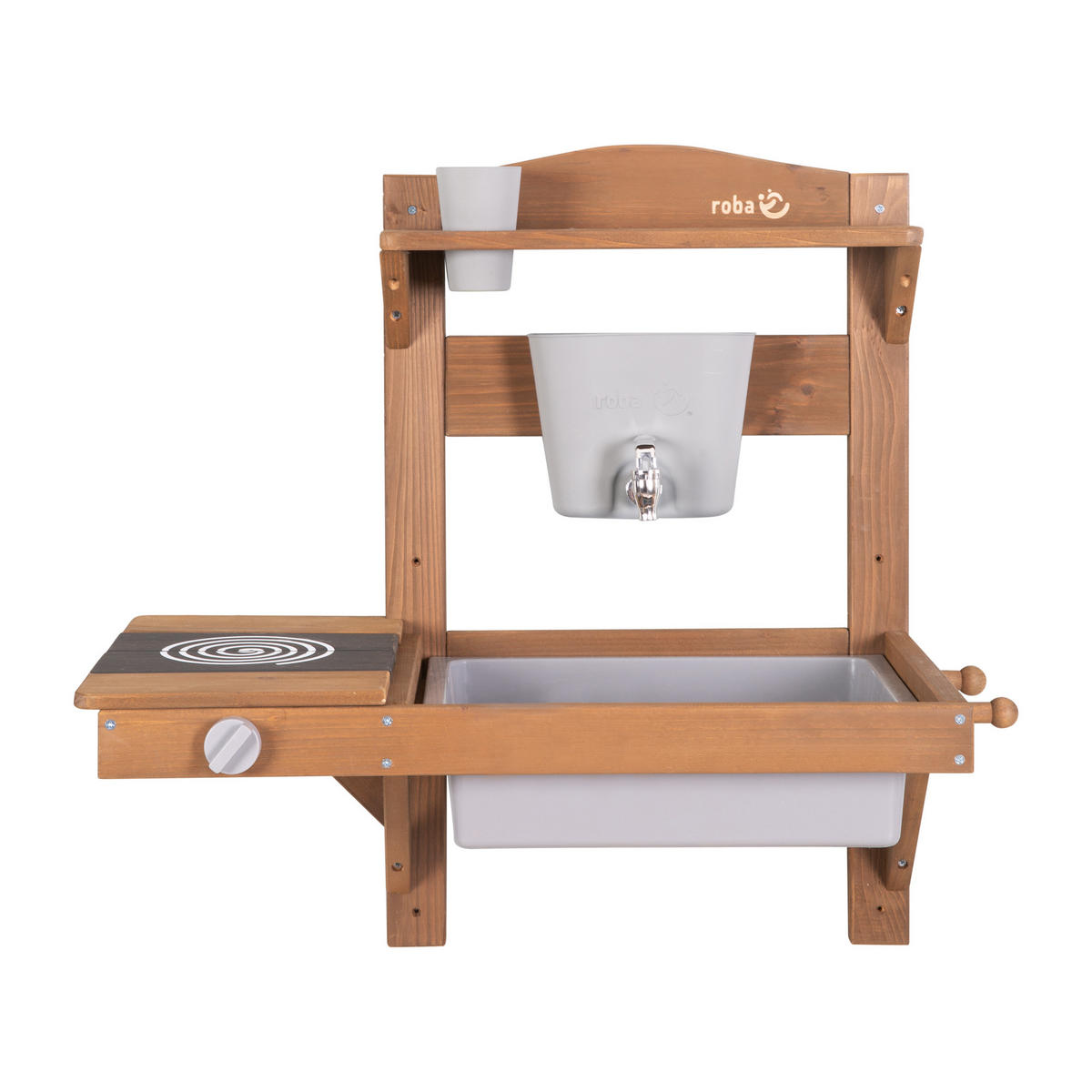 SPIEL- UND MATSCHKÜCHE zum Hängen teak - Teakfarben, Holz (65/65/36cm) - Roba