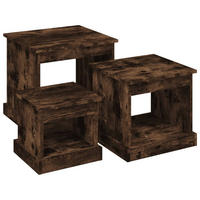 COUCHTISCHE 3 Stk. Räuchereiche Holzwerkstoff - Braun, Holzwerkstoff (48/45/45cm) - furnicato