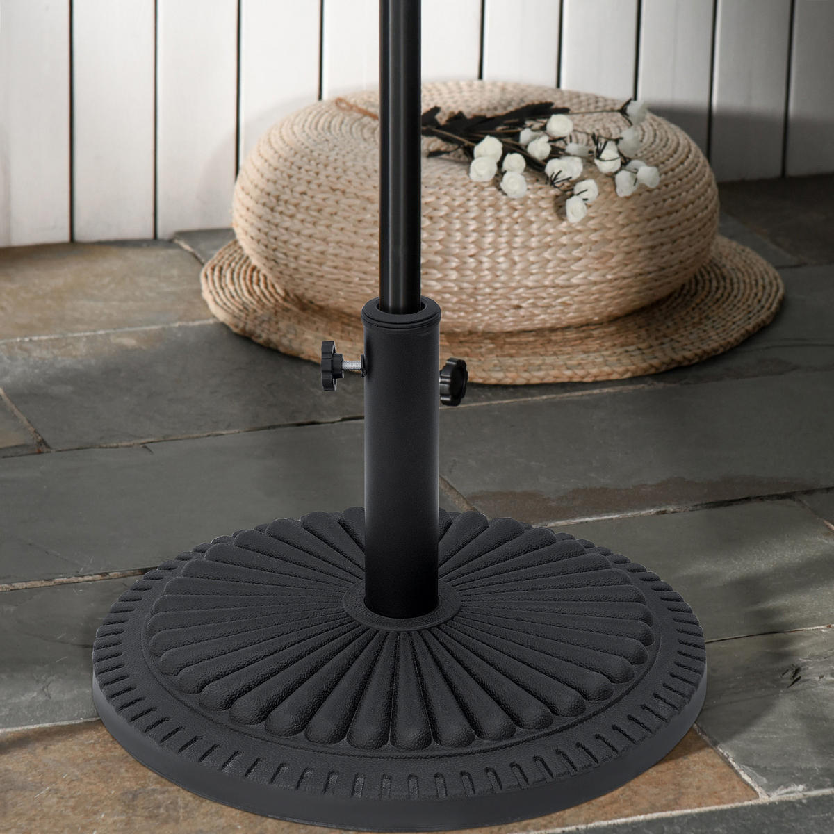 SONNENSCHIRMSTÄNDER Schwarz 14 kg - Schwarz, Metall (49/49cm) - PANGIVO