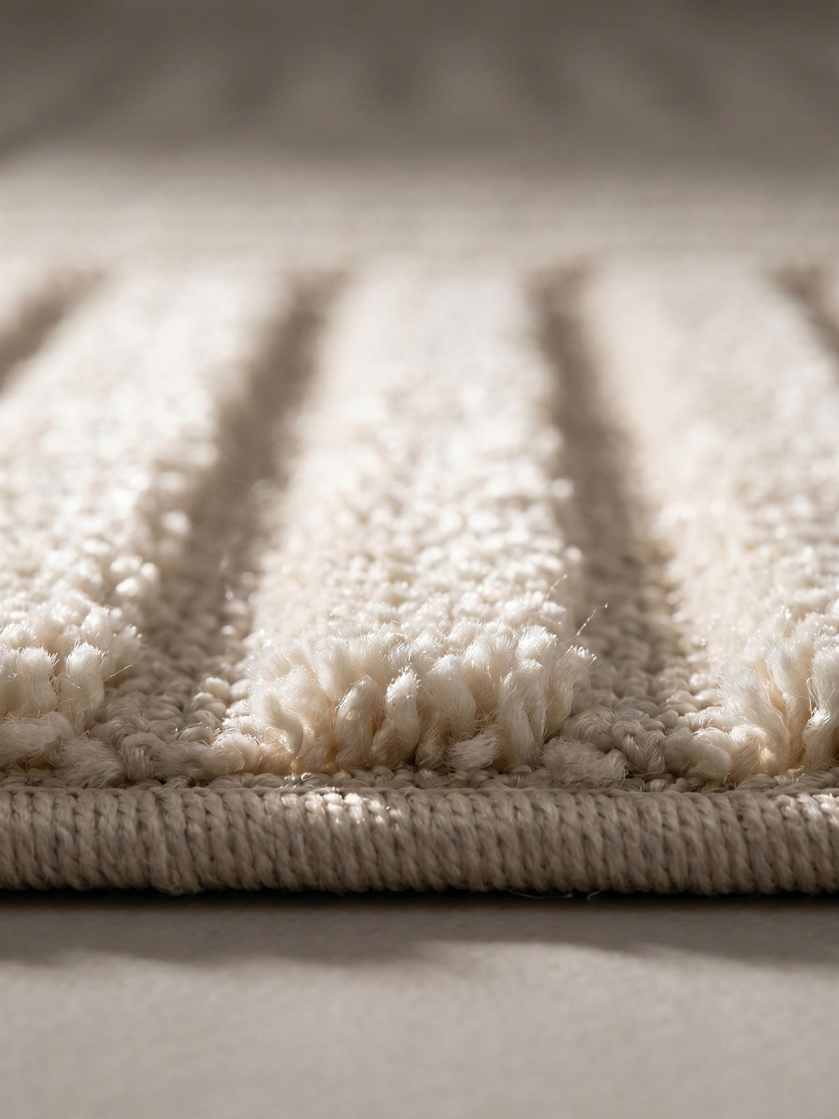 TEPPICH Hochflor RIGI in Creme, mit Cord-Streifen-Patchwork, 240 x 340 cm - Beige, Textil (340/240cm) - KADIMA DESIGN