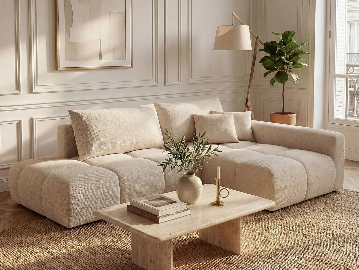 SCHLAFSOFA - 5 Personen - stoff - beige Minturno - Beige, Kunststoff/Textil (282/88/176cm) - Vente-Unique
