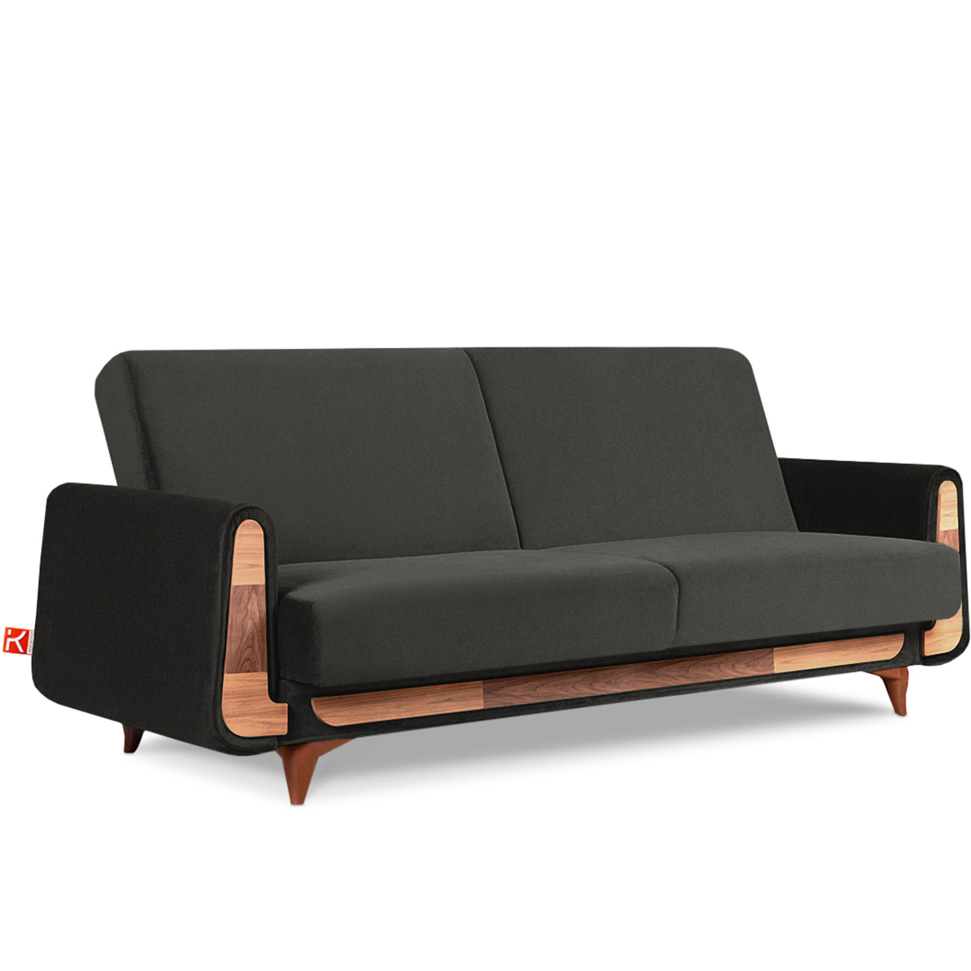 3-SITZER SCHLAFSOFA GUSTAVO mit Armlehnen, anthrazit - Anthrazit/Braun, Textil (230/98/98cm) - KONSIMO®