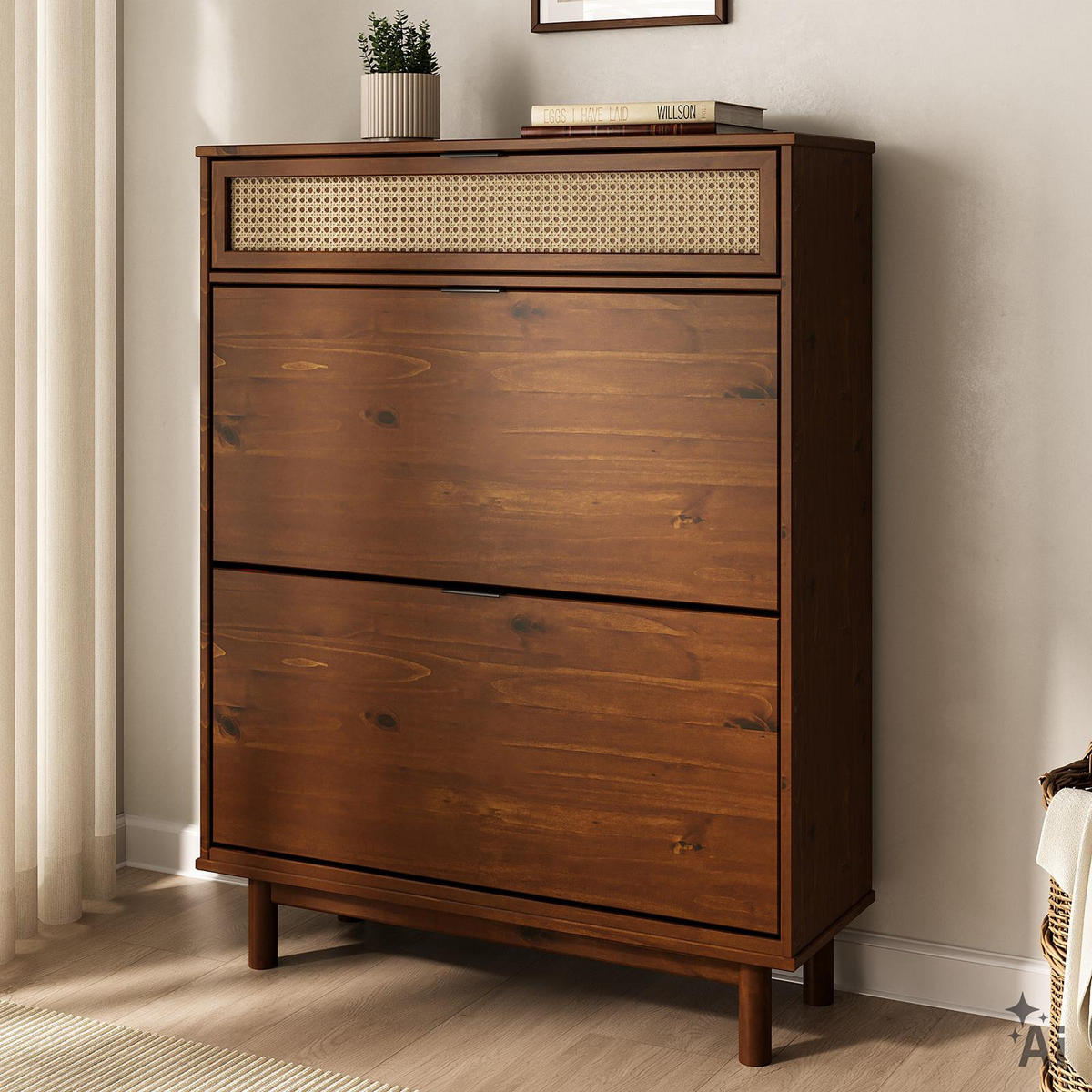 SCHUHKIPPER JONTE Kastanie - Kastanienfarben, Holz (88/113/30cm) - IDIMEX