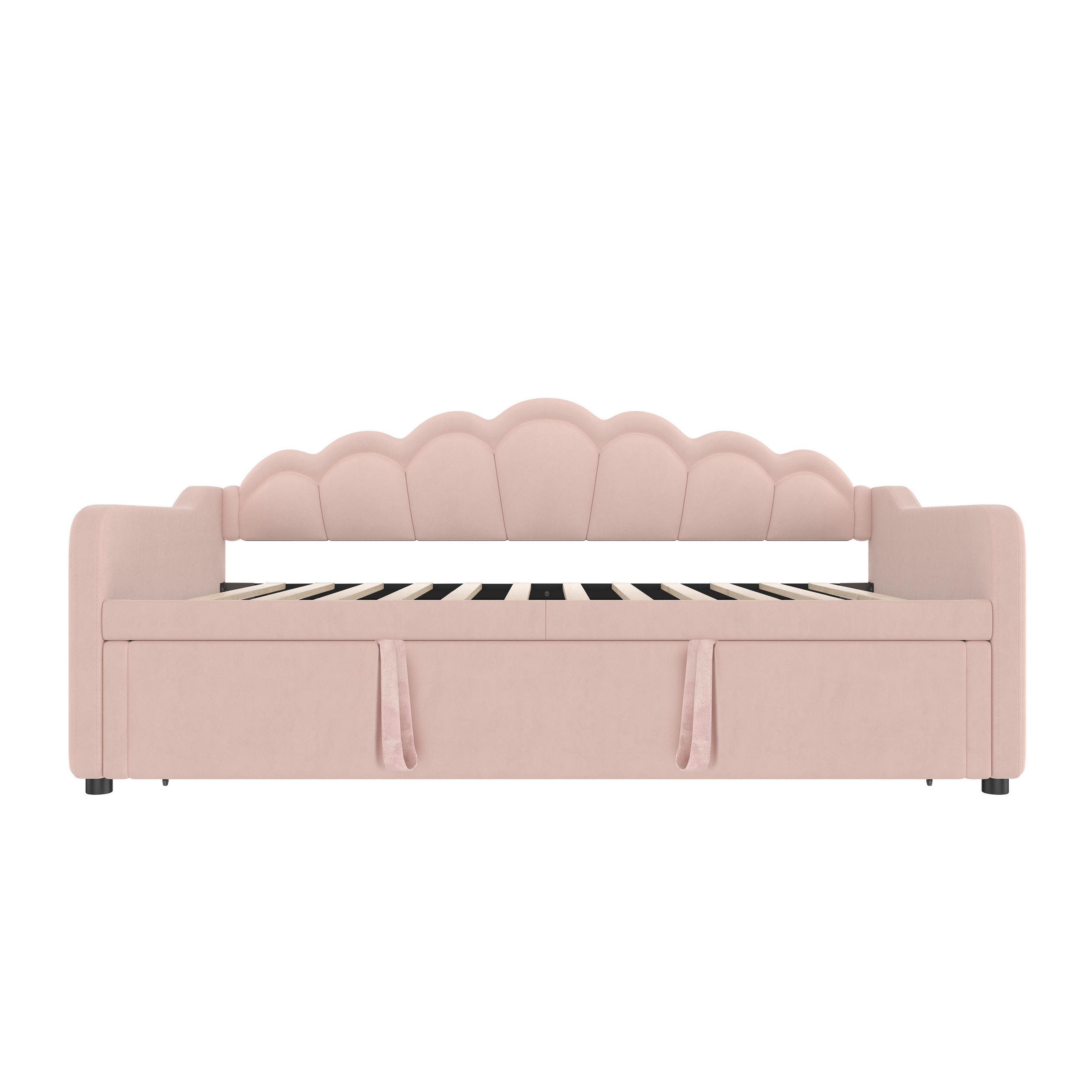 TAGESBETT 90/200 cm mit Ausziehbett, LED-Beleuchtung und Samtbezug, Rosa - Pink, Textil