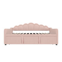 TAGESBETT 90/200 cm mit Ausziehbett, LED-Beleuchtung und Samtbezug, Rosa - Pink, Textil