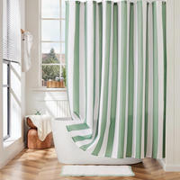 DUSCHVORHANG, grün-weiß gestreiftes Muster, 180 x 180 cm - Grün, Textil (180/180cm)