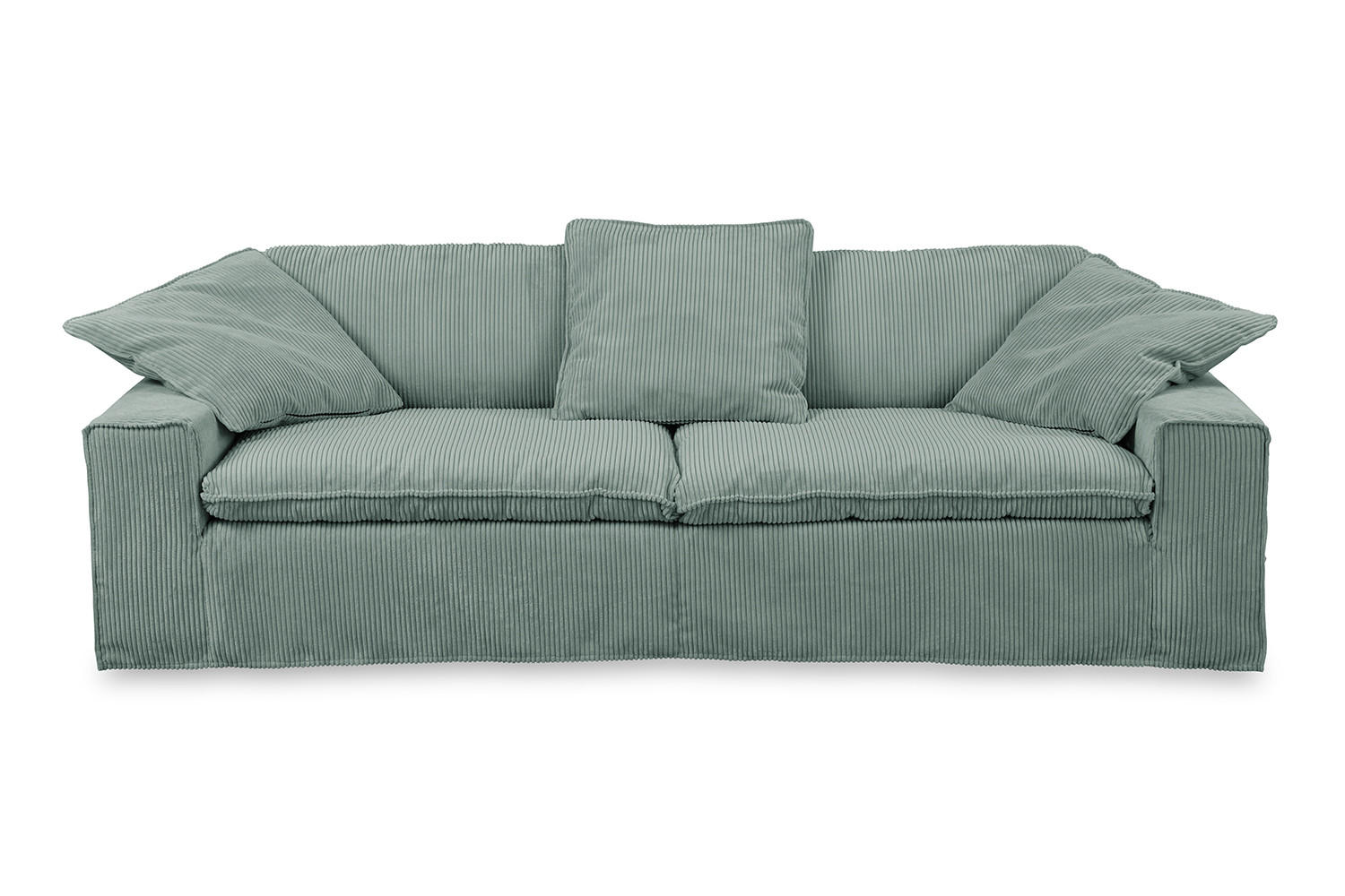 SOFA XL NETTA Petrol Cord - Petrol/Braun, Birkenholz/Textil (258/90/116cm) - KAWOLA