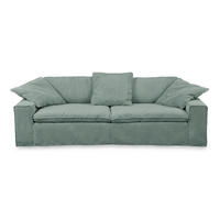 SOFA XL NETTA Petrol Cord - Petrol/Braun, Birkenholz/Textil (258/90/116cm) - KAWOLA