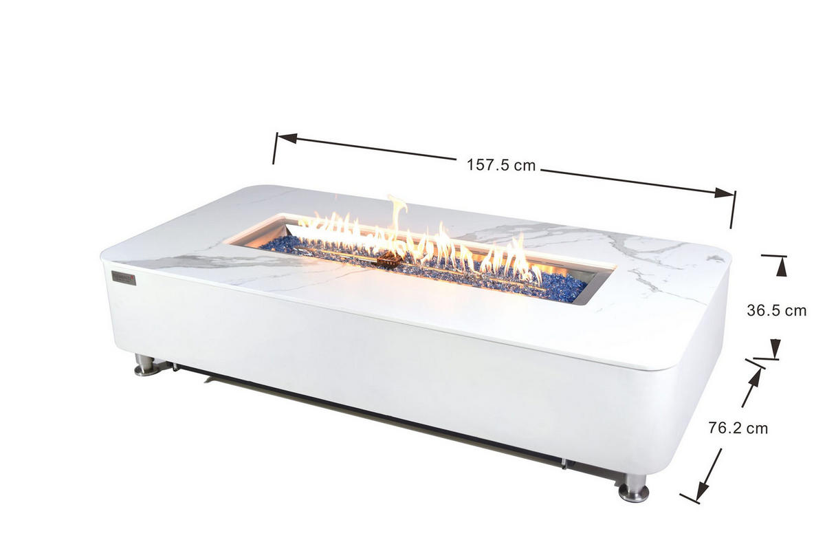 FEUERSTELLE Athen in Marmor-Optik weiß aus Keramik - Weiß Hochglanz, Keramik (82/44/165cm) - Elementi
