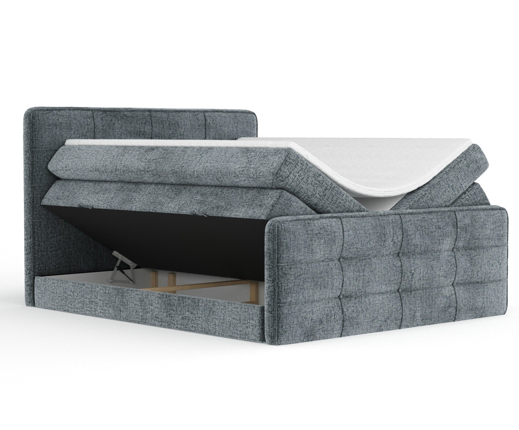 BOXSPRINGBETT Semplice Blau Grau 140/200 cm - Blaugrau/Schwarz, Holz/Holzwerkstoff (140/200cm) - Maison de Reve