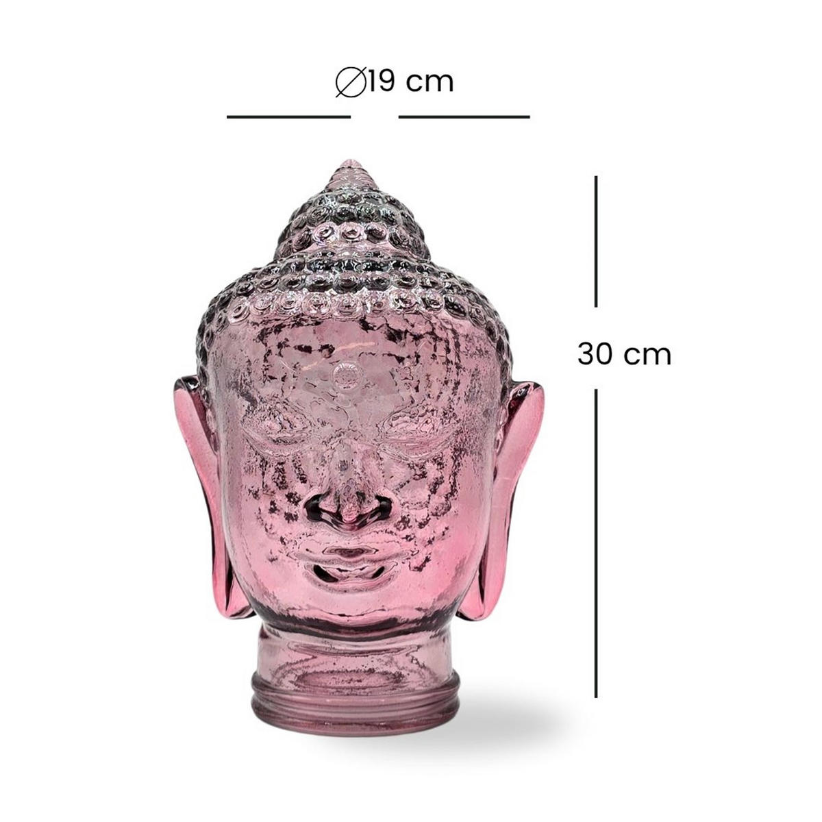 DEKO GLASKOPF THAI BUDDHA Glas, 30 cm Höhe T08 altrosa - Altrosa, Glas (19/30/19cm) - DESIGN DELIGHTS