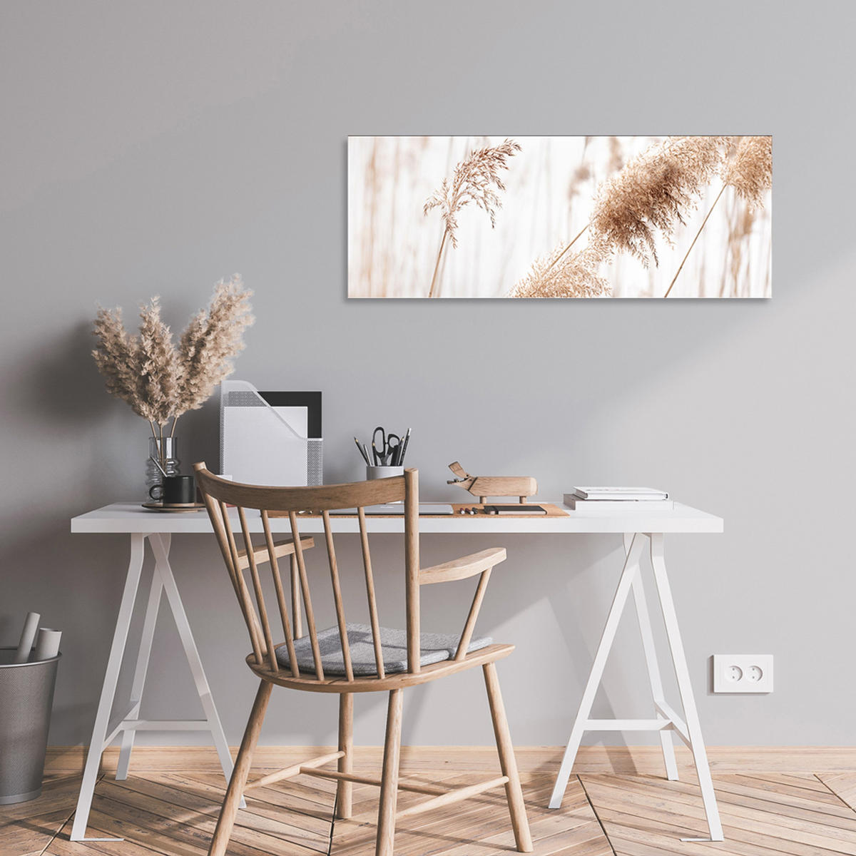 GLASBILD 80x30 cm Pampasgras beige - Beige, Glas (80/30cm) - artissimo