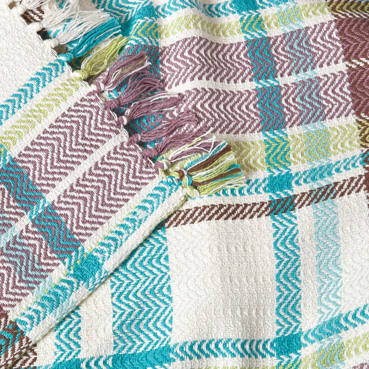 ÜBERWURF Falun 225/255 cm, Schottenkaro, 100% Baumwolle - Grün, Textil (225/255cm) - Homescapes