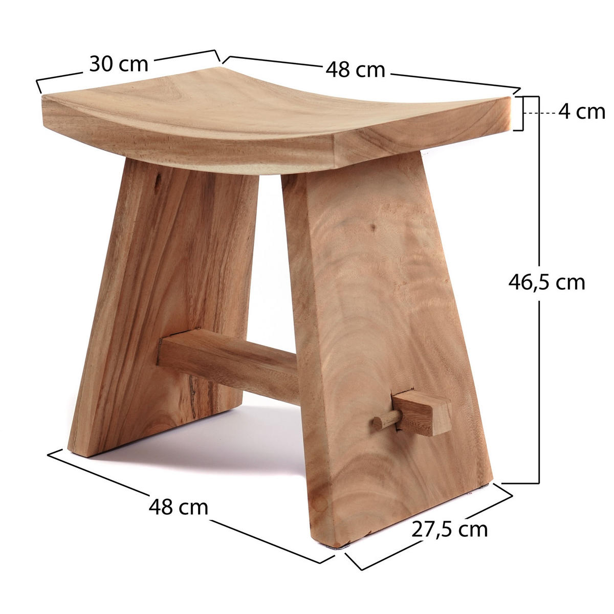 SITZHOCKER FINCA Suarholz / Akazie naturfarben - Naturfarben, Holz (50/50/30cm) - DESIGN DELIGHTS
