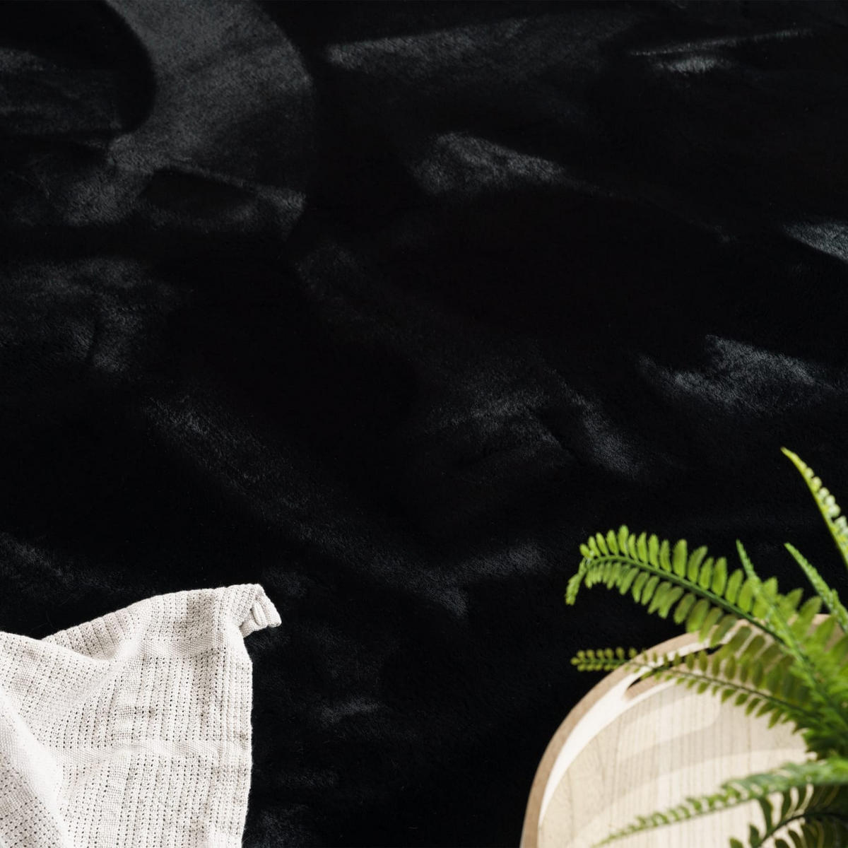 HOCHFLORTEPPICHE Schwarz 120 x 160 cm - Schwarz, Kunststoff (120/160cm) - TT Home
